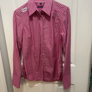 Martin + Osa Fuchsia and White Striped Button-Down Shirt